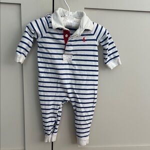 Ralph Lauren Navy and White Striped Kids Footie